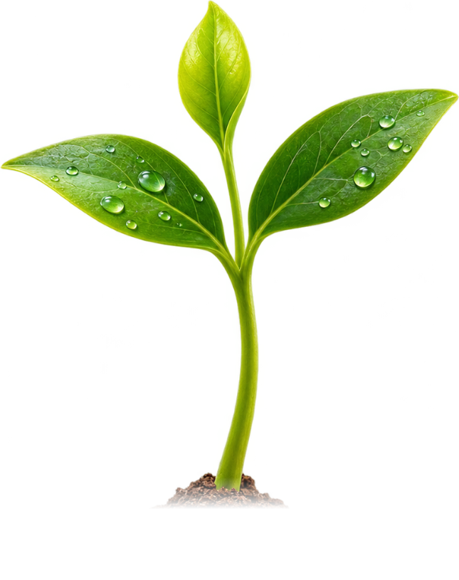 Living seedling stem whipping violently in mountain air